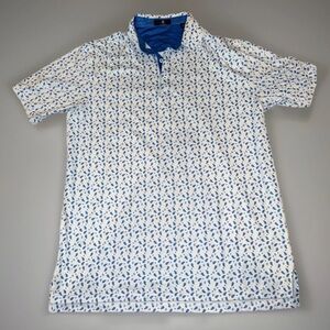 All in Motion Men's Medium Blue Paisley Print Golf Polo Shirt Athleisure